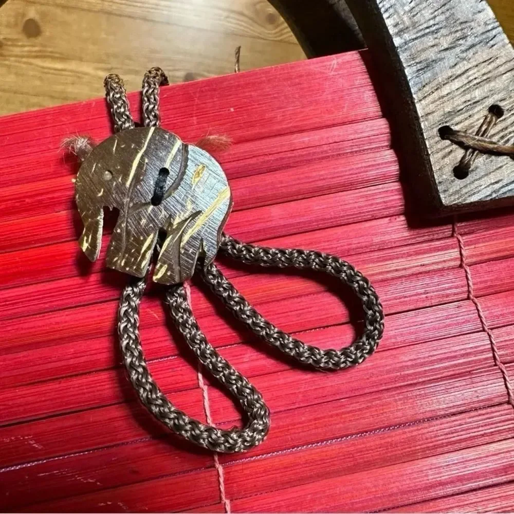 Vintage Red Bamboo Clutch Purse
